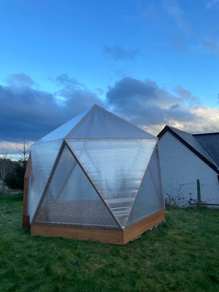 3.2m growing dome - geodesic greenhouse with polycarbonate cladding for year-round growing